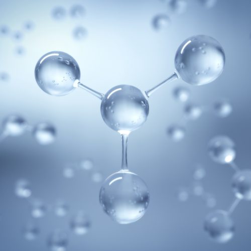 3d Rendering Molecular Structure,Ozone,Hydrogen and oxygen,Selective focus.